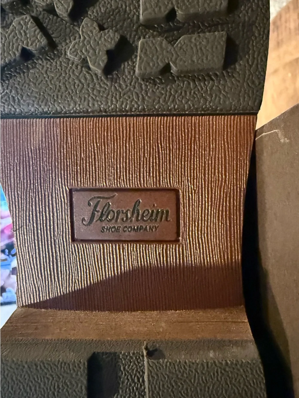 Florsheim Black Leather Lodge Cap Toe Boots with Brown Sole